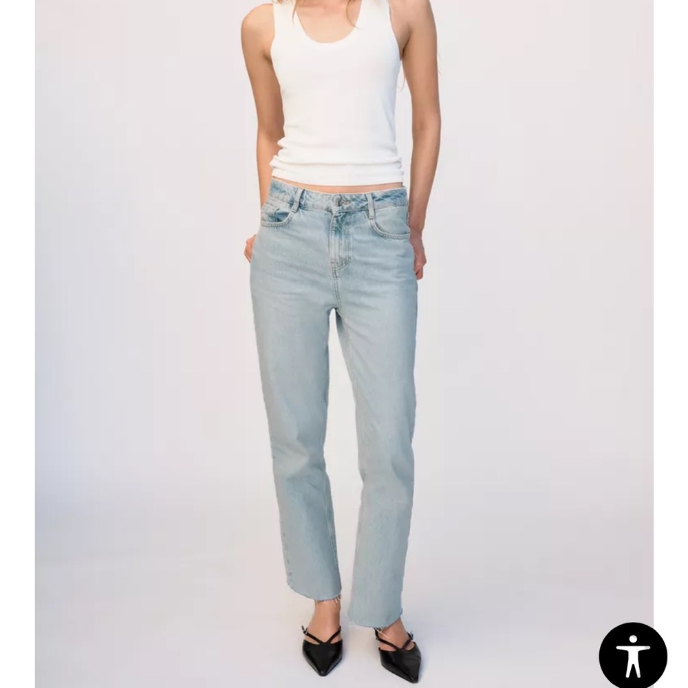 Zara Blue Straight Leg Jeans Classic Style